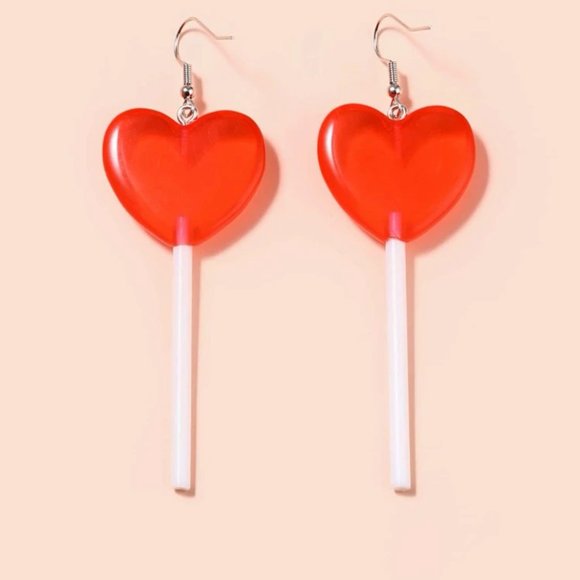 Candy Heart Drop Lollipop Earrings - Picture 4 of 4